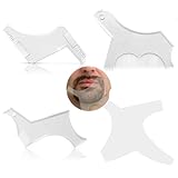 Beard Shaping Trimmer Tool for Men: 4 Pack Clear Guide Template Comb for Perfect Line Up & Edging, Ideal for Symmetric/Curve/Step Cuts, Mustache, Goatee, Jaw & Neck, Works with Barber Pencil & Razor