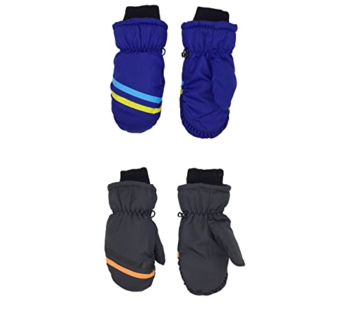 MEETOZ 2 Paar Kinder Winter Schnee Fäustlinge wasserdichte warme Skihandschuhe Unisex Handschuhe für kaltes Wetter Kinder 3-6 Jahre alt (Stil B) Cover