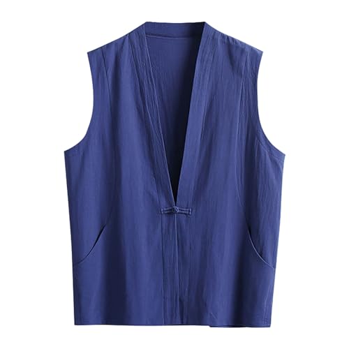 Tobysper Chaleco de lino para hombre, al aire libre, verano, informal, transpirable, chaleco de lino, cuello en V, sin mangas, informal, ropa de calle, chaleco de reportero, chaleco deportivo de
