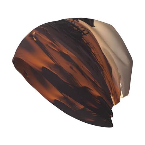 WHJWZY Cappello lavorato a maglia, alla moda, per adulti, comodo ed elegante, per tutte le stagioni, stampa di rottami, nero, nero, taglia unica
