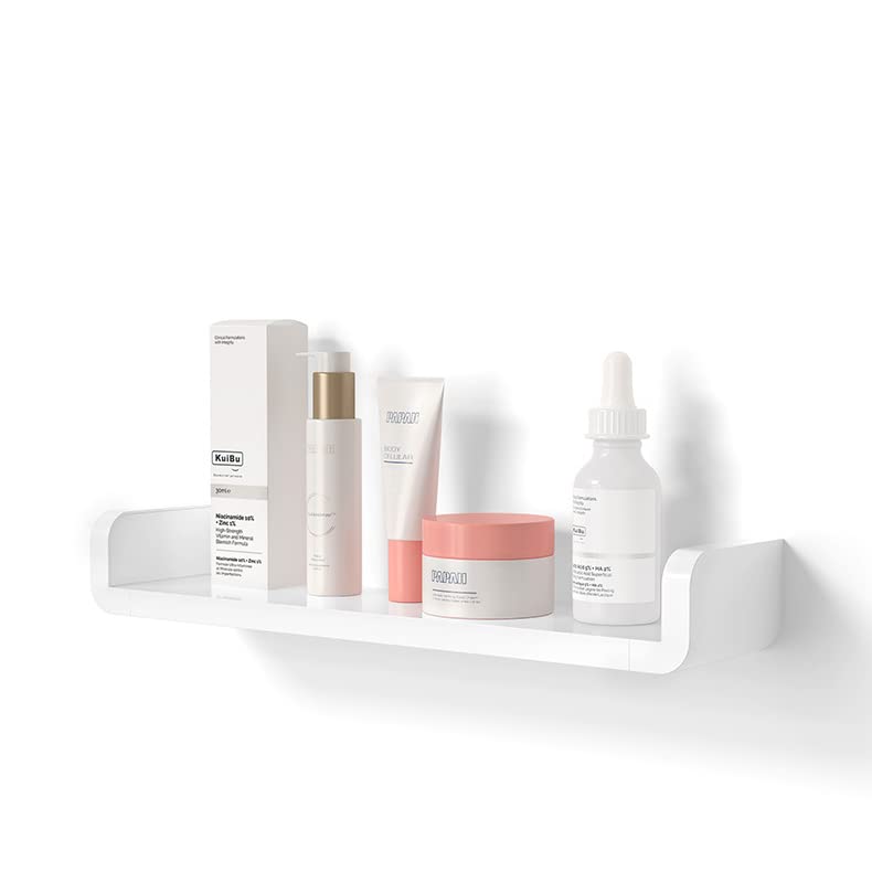 TAME Adhesive Shelf Bathroom Shelf, 47 CM Self Adhesive No Drilling Wall Mounted Shower Caddy Rack, Removable Plastic Over Sink Decor Shelf Organizer for Shower, Kitchen, Bedroom, Toilet (L)