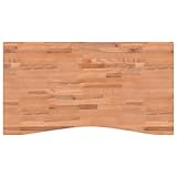vidaXL Schreibtischplatte, Tischplatte mit 4 abgerundeten Ecken, Arbeitsplatte Platte für Schreibtisch Esstisch, Holzplatte Bürotischplatte, 110x(55-60) x2,5 cm Massivholz Buche
