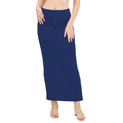 Image of DESI GIRL Satin Shimmer Stretchable Saree Shapewear Petticoat with Drawstring for Women | Mermaid fit Saree Petticoat with Side Slit for Easy Movement | Saree Shaper | Long inskirt