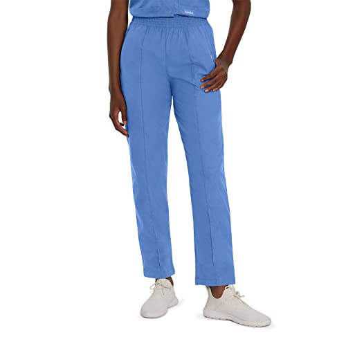 Landau Essentials Relaxed Fit 2-Pocket Elastic Scrub Pants for Women 8320 Ceil Blue
