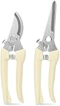 Professional Pruning Shears Set, Sharp Stainless Steel Garden Scissors with Straight & Bypass Blades, Safety Lock & Comfort Grip, Ideal for Trimming Plants, Flowers, Fruit Trees, Gardening Gifts