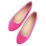Stunner Upgrade Women Cute Slip On Ballet Shoes Classic Soft Solid Comfortable Pointed Toe Flats Rose red 42(9)