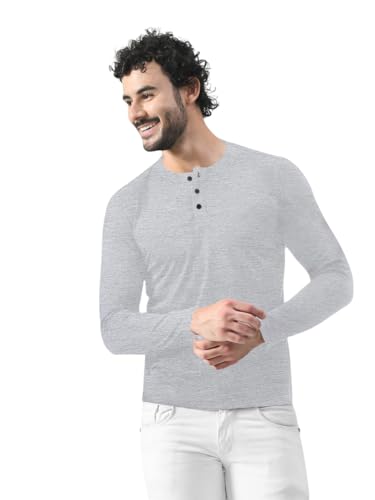 Image of Blisstone Men's Long Sleeve Henley T-Shirt with Button Placket | Soft & Comfortable Casual Wear