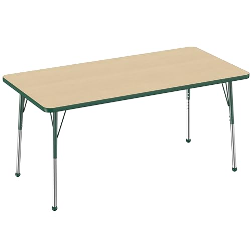 FDP 30" x 60" Rectangle Table with Ball Glide Legs - Maple/Green