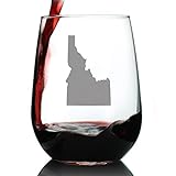 Bevvee Idaho State Outline Stemless Wine Glass - State Themed Drinking Decor and Gifts for Idahoan Women & Men - Large 17 Oz Glasses