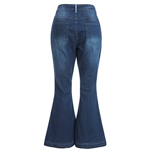 ODIZLI Women's High Waisted Bell Bottom Jeans Ripped Stretch Skinny Flare Jeans Distressed Bootcut Denim Pants Plus Size2