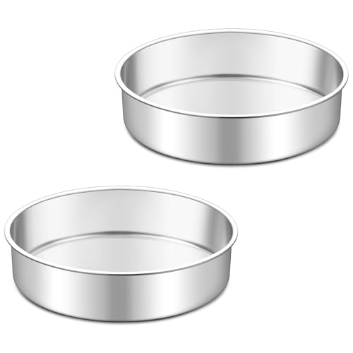 TeamFar 7 Inch Cake Pan Set of 2 Stainless Steel Round Cake Baking Pan