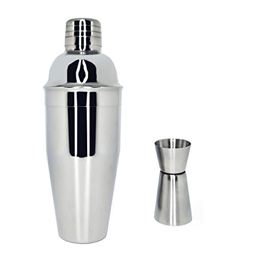 Juego de coctelera de acero inoxidable 550 25.4 fl oz, kit de coctelera con taza de coctelera, herramientas de barra de taza de gramos de nieve con 15 tazas medidoras de 1.0 fl oz (color: 750 ML15 1.0