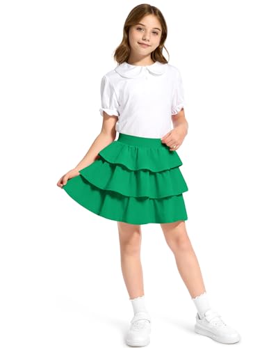 Image of KEREDA Girls Skirt Kids Casual 3-Layer Ruffle Skort School Uniform Skirts for Girls