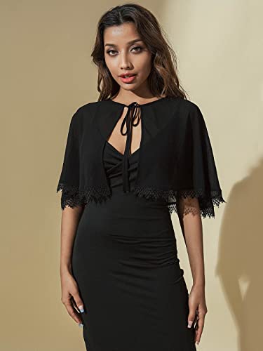 GORAIS Black Chiffon Shrugs for Evening Dresses Formal Shawls and Wraps Cosplay Shoulder Cover Up for Women Dressy4