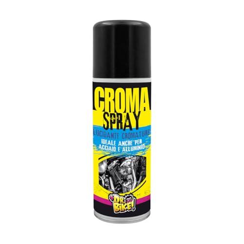 DR. BIKE Chroma Spray 200 ml. Lucidante protettivo per cromature. Spray trattamento lucidante per protezione carrozzeria moto. Lucidante cromature per moto. Anti ruggine per acciaio e alluminio.