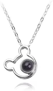 قلادة بتصميم دب رترو من الفضة عيار 925 بـ100 لغة بعبارة «I Love You» للازواج والعشاق 2023، مجوهرات رومانسية عصرية للزوجين (فضي)