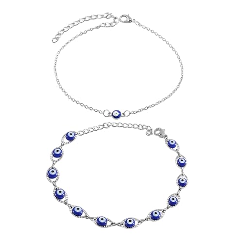 EHDWXVZM Cavigliere per malocchio 2 pezzi, braccialetti alla caviglia per donne, cavigliere d'argento per donne,...