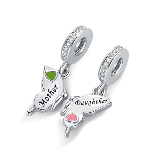 NARTGO Mother and Daughter Butterfly Charm Compatible with Pandora Charms Bracelets3