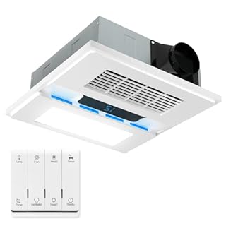 welnek 1800W Bathroom Exhaust Fan with Light and Heater, 110 CFM 4-in-1 Ceiling Vent Fan, 1.0 Sone Quiet Operation, 11.2” x 11.2” Ceiling Cutout, 13.8” Grille, 6500K LED Light, Metal Housing