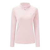 BASUDAM Women's Workout Shirts Quick Dry UPF 50+ Sun Protection Long Sleeve Quarter Zip Pullover Athletic T-Shirts Light Pink XL