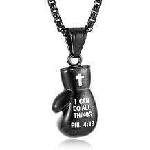 HZMAN Men Women Punk Stainless Steel Boxing Glove Chain Pendant Necklace