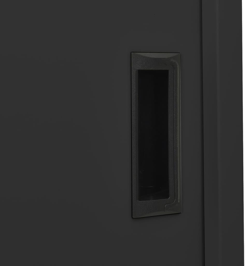Office Cabinet Anthracite Steel 35.4x15.7x70.9 in with 4 Adjustable Shelves and Sliding Doors for Secure Storage and Durable Construction