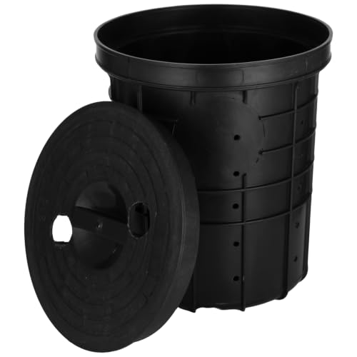 Perforated Sump Pump Basin with Lid, Black Pit Liner 13 x 11 x 15 in, Drainage Bucket with 40 Pre-Drilled Holes, 1.8 in Lid Openings for Basement Crawl Space Courtyard Driveway by Skdqiee - Used condition - Image 2