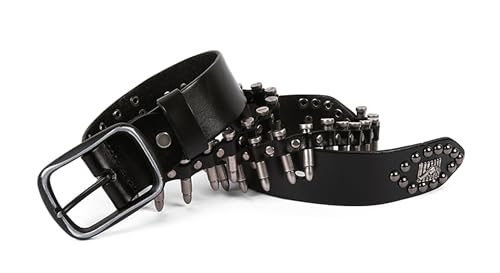 Fashion Men's Genuine Leather Belts Gothic Punk Rock Women's Rivet Bullet Belt Western Cowgirl Cowboy Waist Strap