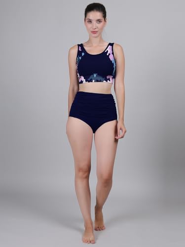 Image of High Waisted Swimsuit Bottom Tummy Control Ruched Bikini Bottom Vintage Bathing Swim Shorts for Women