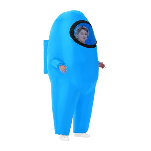POTOTA Inflatable Costume for Kids Halloween Costumes Funny Blow Up Space Suit Costumes Cosplay Game Fans (Blue)