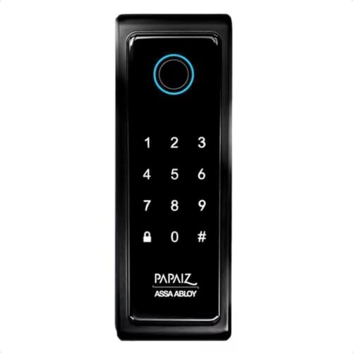 Fechadura Digital Papaiz SL140, Biométrica, 50 Usuários, Senha 4-8 Dígitos, Trinco Reversível, Preta
