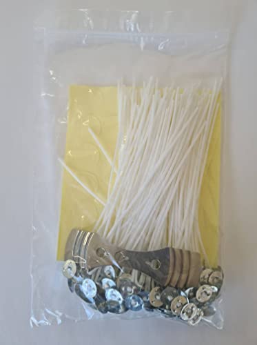 Mechas de Algodón Preenceradas de 15cm - Kit para Principiantes en la Fabricación de Velas Caseras Incluye 100 Mechas, Soporte Metálico y Pegatinas Autoadhesivas para Mechas de Velas Cover