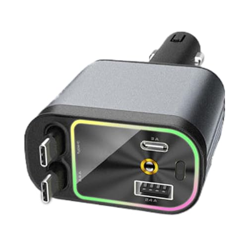 Carga rápida de coche en trayectos diarios con adaptador retráctil e iluminación 3