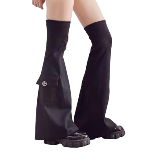 Oxxggkao Calentador de piernas unisex de mezclilla de poliuretano con detalle de bolsillo para capas de ropa urbana y fiestas de disfraces, calzado de Sables a juego, D, Talla única