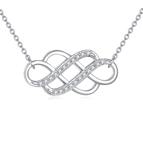 YFN 925 Sterling Silver Celtic Knot Necklace for Women Dainty Eternal Love Infinity Pendant with 18+2 Inches Chain, Inspirational Irish Jewelry Gift for Birthday, Anniversary, Christmas