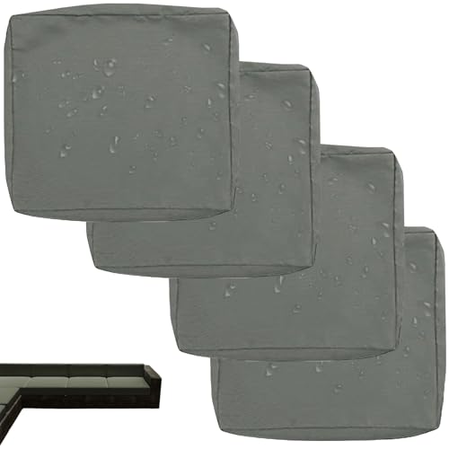 uyeoco 1/2/4-Pack Fodera Impermeabile per Divano con Cerniera, Coprisedile Rimovibili per Interni ed Esterni, per Patio, Mobili in Rattan e Cuscini da Giardino(Gray,50x50x5cm(4pc))