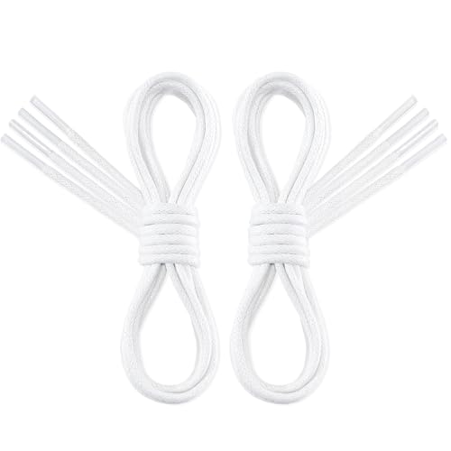 RJ-Sport 2 pares de cordones finos Oxford encerados, cordones redondos para negocios, muy resistentes, avellanados de 60 – 140 cm, cordones redondos de 2,5 mm, para trajes, negocios y zapatos de piel,