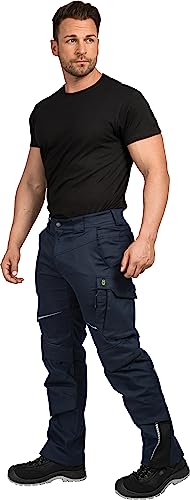 Foto von Leibwächter Flex-line Arbeitshose Herren – Marine/schwarz – Gr. 48 – Bequeme Workwear mit Elastan (Spandex) – 60°C waschbar & trocknergeeignet – erhöhte Reißfestigkeit – für verschiedenste Berufe