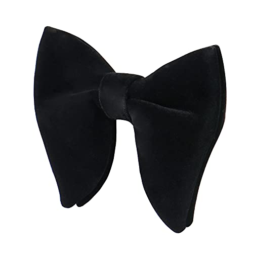 Pacgoth Bow Ties For Men Pre-Tie Bow Tie Vintage Tuxedo Oversized Velvet Bowtie Cufflinks Pocket Square Sets For Wedding & Party With Gift Box (Black) #TOP3