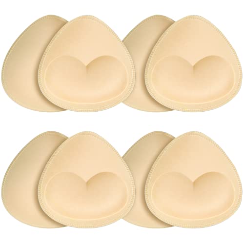 4 Pairs Bra Pad Insert,Removable Sport Bra Cup Triangle Breathable & Reusable Bra Pad for Yoga Bra,Swimsuits,Bikini