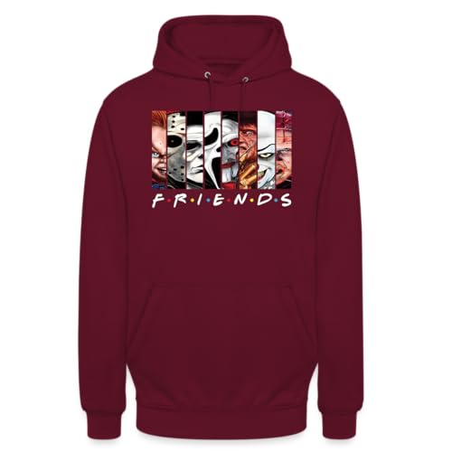 Unibly Costume d'horreur Friends – Pull à capuche avec film effrayant d'Halloween, bordeaux, M