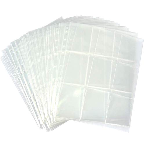 Preisvergleich Produktbild OFNMY Karten Album Transparent Sammelkarten Zubehör Fotoalbum Karten-Sammleralbum gut für Fußballkarten, Spielkarten usw.(50 Pcs, pro Seite 9 Taschen)