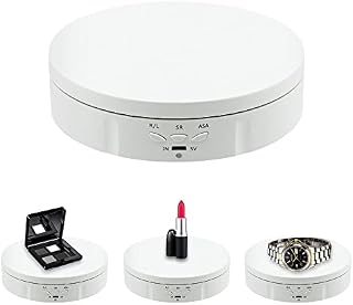 Mcbazel 360 Degree Rotating Display Stand for Photography 360° Electric Rotating Turntable Motorized Rotating Stand Display Table for Display Jewelry, Watches, Digital Products - 5.7 Inch(White)