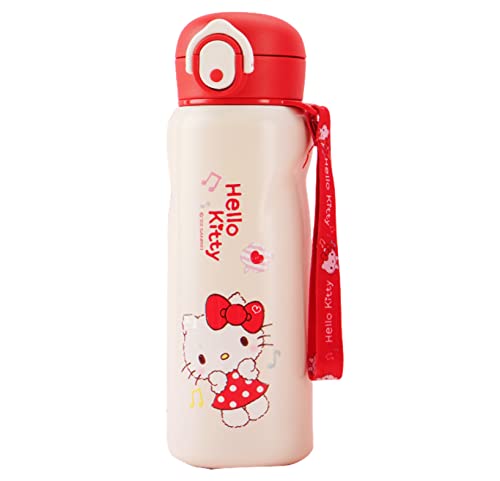 Hello Kitty Stainless Steel Insulated Water Bottle with Strap White 480ml