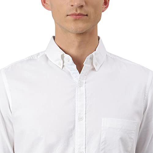Image of Thomas Scott Men's Premium Slim Fit 100% Cotton Casual Shirt | Button-Down Collar | Full Sleeves | Solid Shirt for Men