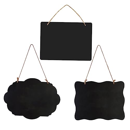 Housoutil 3pcs Mini Wooden Double-Sided Message Board Creative Blackboard for Home Office Decorative Blackboard Wavy Edges