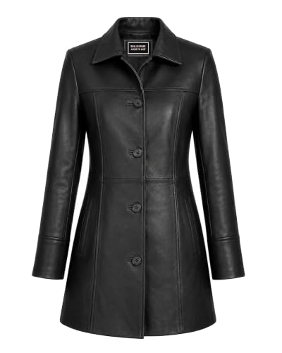 Jild Car Coat Leather Jacket Women - 3/4 Length Overcoat Style