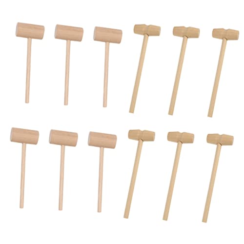 Mikinona Mini Seafood Cake Hammers 30pcs Solid Wood Lobster Crab Mallets Mini Hammer Toys for Boys and Girls Hand Development