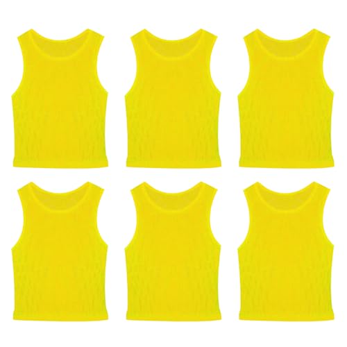 Image of 6 Pack Pinnies Team Practice Vests for Child Youth Teen Adult, Mesh Scrimmage Jersey for Soccer Football Basketball