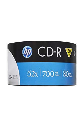 HP CD-R 700MB 50 Blank CD/Compact Disk Wrap Professional /Recordable 52x Speed, Silver (14218)